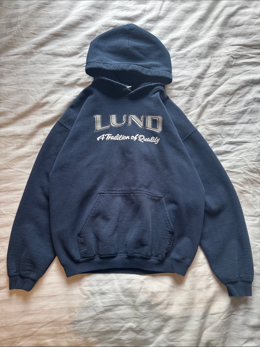 Gildan Navy Lund Graphic Hooded Sweatshirt
